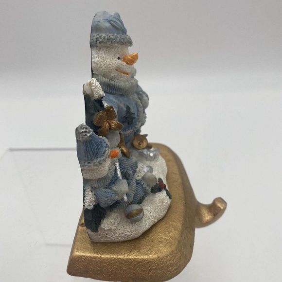 Snowman & Child Skiing on a Snowbank Setting on a Metal Hanger K. Collections - Picture 5 of 5